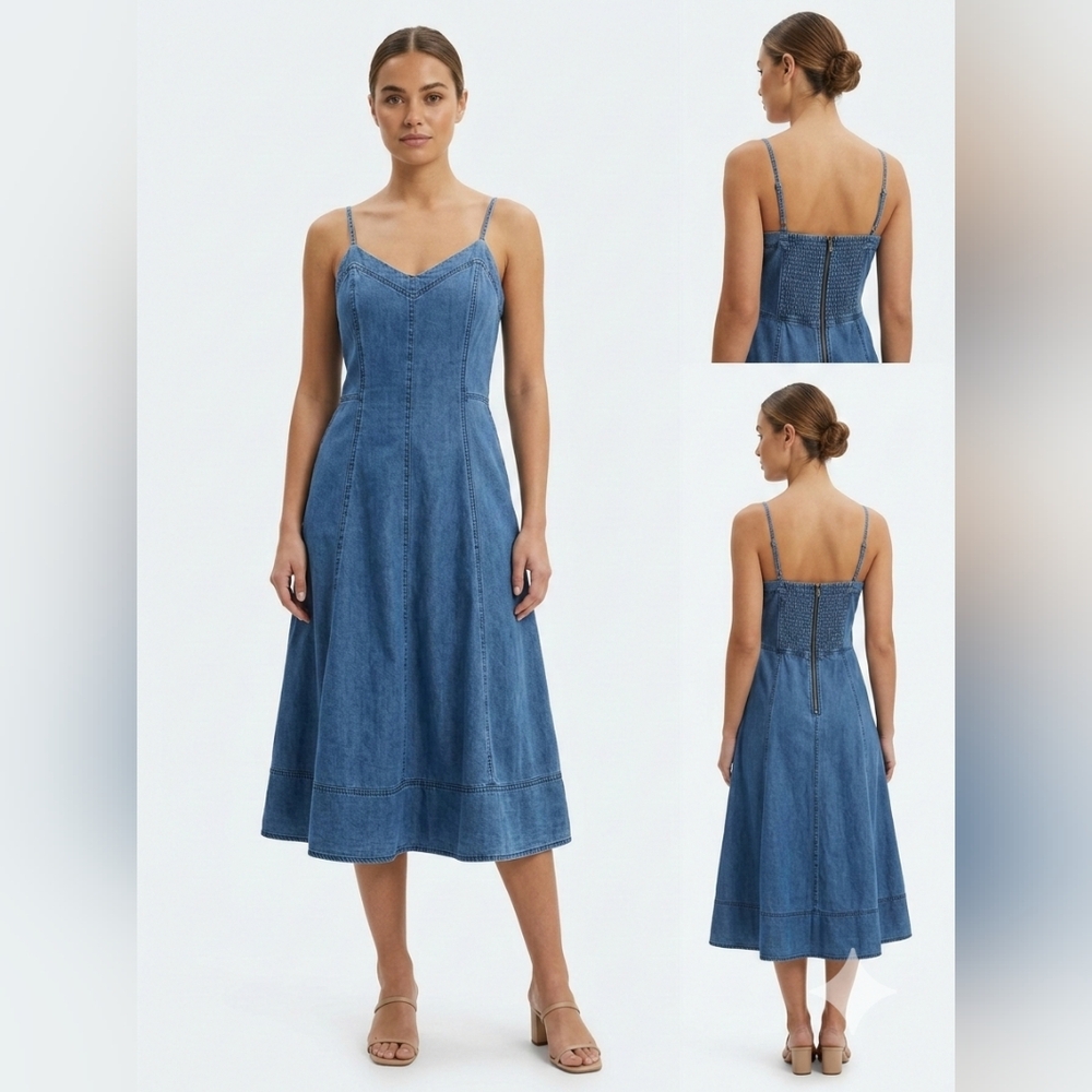 Banana Republic Denim Midi Dress in Blue